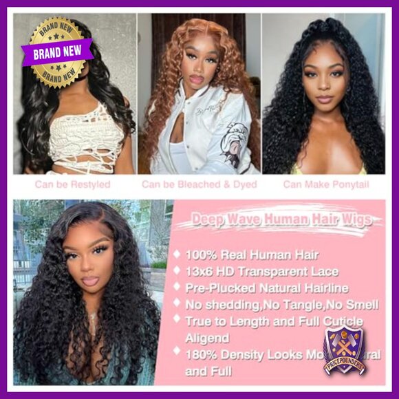 13x6 Deep Wave Lace Front Wig Human Hair 180% Density 26 Inch Pre Plucked main image 7